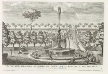 Fontein a Villa Doria Pamphilj te Rómában Királynőként ismert szökőkút Pamphilio herceg kertjében San Pancratióban (cím a tárgyon) Szökőkutak a római palotákban és kertekben (sorozat címe) Fonteinen in de paleizen en tuinen v