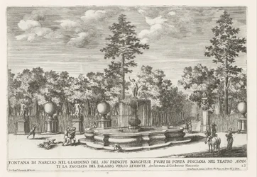 Fontein van Narcissus a Villa Borghese Rómában Nárcisz-kút Borghese herceg úr kertjében (...) (cím a tárgyon) Szökőkutak a római palotákban és kertekben (sorozat címe) Fonteinen in de paleizen en tuinen van Rome (sorozat címe)
