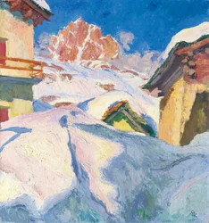 Capolago télen kilátással Piz Lagrevre, 1928