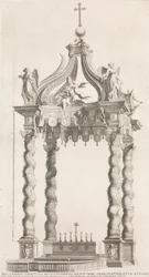 Elszigetelt kilátás Bernini lombkoronájára. 39. tábla az albumból: "Szent Péter-bazilika..., 1653-91.