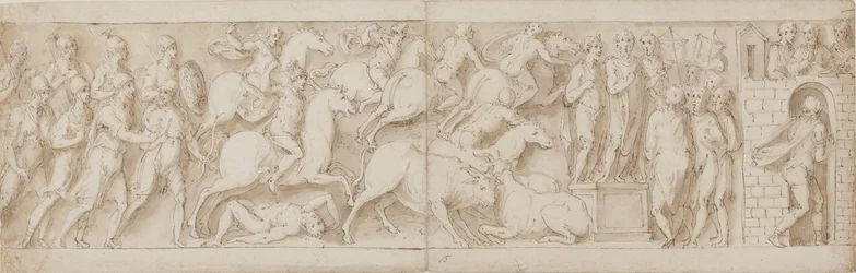 római íjászok(?), római roham (XCIX); Marcus Aurelius megszólítja őreit (C); Marcus Aurelius figyelmeztetést kapott (CI)