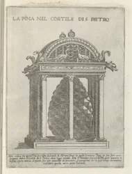 De Pigna te Vaticaanstand La Pina a Cortile di S. Pietroban (cím a tárgyon) Moderne en antieke monumenten en bouwwerken in Rome (sorozat címe) Róma almaváros ókori és modern épületeinek díszei (sorozat címe)