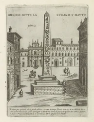 Obeliszk Rómában S. Mauto tornyaként ismert obeliszk (cím a tárgyon) Moderne en antieke monumenten en bouwwerken in Rome (sorozat címe) Róma almaváros ókori és modern épületeinek díszei (sorozat címe)