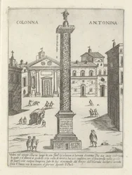 Marcus Aurelius oszlopa Rómában Colonna a S. Antonio (cím a tárgyon) Modern és ókori műemlékek és épületek Rómában (sorozat címe) Ornamenti di fabriche antichi et modern dell