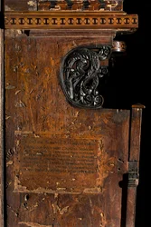 Lignaean Kanonikus Kórus, Giovanni Maria Platina intarzia 1484, Bal oldali berakás