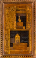 Lignaean Kanonikus Kórus, Giovanni Maria Platina intarzia 1484, Superior Stall