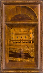 Lignaean Kanonikus Kórus, Giovanni Maria Platina intarzia 1484, Superior Stall