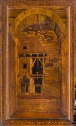 Lignaean Kanonikus Kórus, Giovanni Maria Platina intarzia 1484, Superior Stall