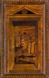 Lignaean Kanonikus Kórus, Giovanni Maria Platina intarzia 1484, Superior Stall