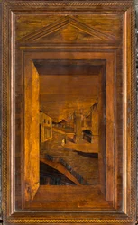 Lignaean Kanonikus Kórus, Giovanni Maria Platina intarzia 1484, Superior Stall