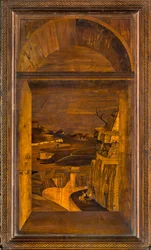 Lignaean Kanonikus Kórus, Giovanni Maria Platina intarzia 1484, Superior Stall