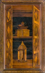 Lignaean Kanonikus Kórus, Giovanni Maria Platina intarzia 1484, Superior Stall
