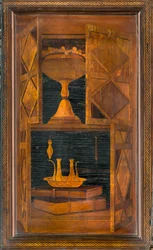 Lignaean Kanonikus Kórus, Giovanni Maria Platina intarzia 1484, Superior Stall