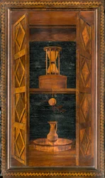 Lignaean Kanonikus Kórus, Giovanni Maria Platina intarzia 1484, Superior Stall