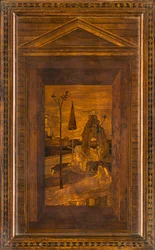 Lignaean Kanonikus Kórus, Giovanni Maria Platina intarzia 1484, Superior Stall