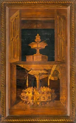 Lignaean Kanonikus Kórus, Giovanni Maria Platina intarzia 1484, Superior Stall
