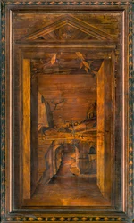 Lignaean Kanonikus Kórus, Giovanni Maria Platina intarzia 1484, Superior Stall