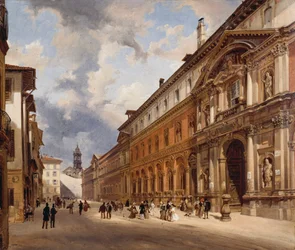 A milánói Ospedale Maggiore (nagy kórház) látképe, Giovanni Migliara (1785-1837), olaj, vászon, 34x40 cm