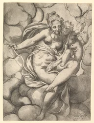 Vénusz és Ámor a felhőkben, 1568.
