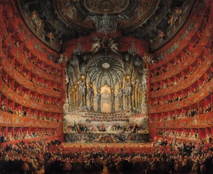 De La Rochefoucauld bíboros koncertje a római Argentina Színházban Dauphin Lajos (1729-65) XV. Lajos fia házasságáról Szászországi Marie-Josephe-nek (1731-67), 1747 (olaj, vászon
