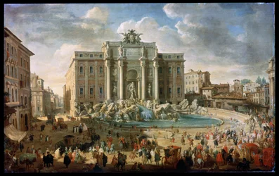 A Trevi-kút Rómában XVI. Benedek pápa meglátogatja a római Trevi-kútot, XVIII. század