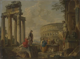A Colosseum római romok között, kb. 1730
