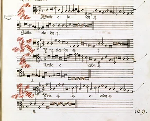 Giovanni Pierluigi da Palestrina (1525 - 1594) olasz zeneszerző Kyrie kézirata a „Mantua zűrzavaráról”.
