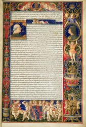 Grenville MS 7251 A Ludovico Sforza számára kivégzett „Sforziada vagy Francesco Sforza élete” luxusmásolatának homlokzata, Giovanni Simonetta latin eredetijének olasz fordítása