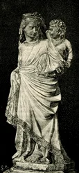 Madonna és gyermek, Giovanni Pisano (kb. 1240-1320) szobra, Prato katedrális, Toszkána, Olaszország, Le cento citta d