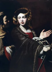 Judit a Holofernész fejével, Ricca, Giovanni (1603-1656 körül). Olaj, vászon, méret: 103x76, kb 1637-1640, Egyházmegyei Múzeum, Salerno