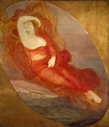 A szerelem istennője, Giovanni Segantini (1858-1899) festménye, 1894-1897, Nap. 210x133 cm, Milánó, Galleria d