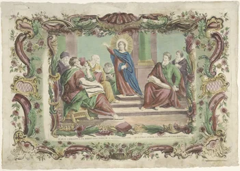 Krisztus az írástudók között a templomban Jézus Krisztus in medio doctorum / Nuestro señor en medio de los doctors (cím a tárgyon)