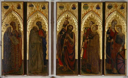 Szentek, szüzek és mártírok, 1350-60 körül (tempera, tábla)