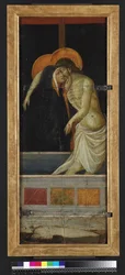 Pieta, fordított (tempera és arany a panelen)