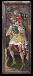 Szent Kristóf, aki Jézus Krisztust a vállán hordozza. Giovanni Di Paolo Di Grazia festménye (Giovanni dal Poggio