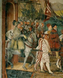 Keresztény király és Bartolomeo Colleoni lóháton (freskó)