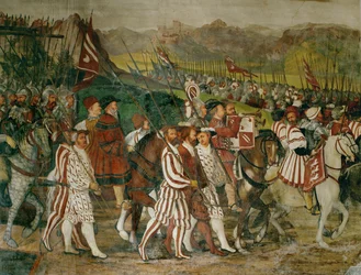 Keresztény király és Bartolomeo Colleoni lóháton (freskó)