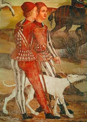 Két oldal és a kutyájuk, egy vadászjelenet részlete, 1520-30 körül