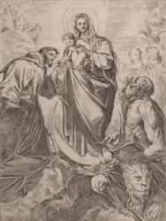 A Szűzanya Szent Jeromossal és Ferenccel, 1660-80.