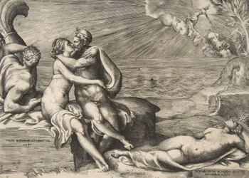 Jupiter Juno iránti szerelme újra fellángolt, amikor felveszi a Vénusz övét, 1546.