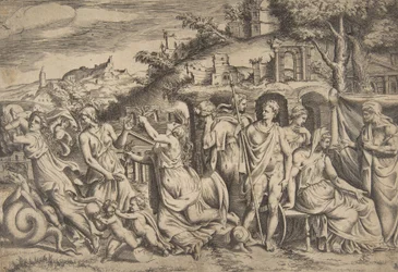 Jászon és Médea története balról fiát hordja le, középen ő..., 1531-76.