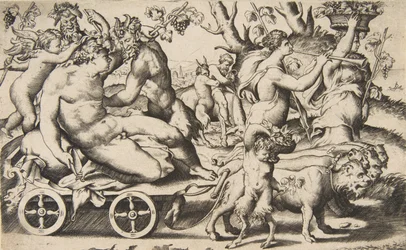 A bal oldali hintón ülő Bacchus diadala, 1531-76.