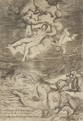 Puttival hömpölygő Vénusz a felhőkben, Az istenek szerelmeiből, kb. 1531-76.