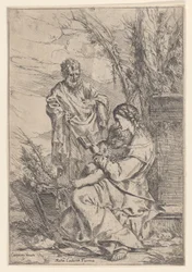 A Szent Család a Szűzanyával könyvet olvas, 1640-60.