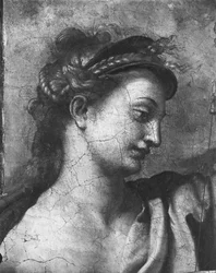 Az igazságosság, az I. Szent Urbán pápát (megh. 230) körülvevő két erény egyike, Raphael Rooms (részlet) (lásd még: 252782, 252783, 252784)