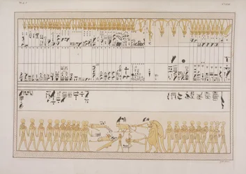A Grand Zodiac, I. Menephtah sírjából, Biban-el-Moluk, Núbia, Ippolito Rosellini illusztrációja: "Egyiptom és Núbia emlékművei..."