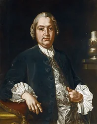 Niccolo Jommelli (1714-1774) zeneszerző portréja, Bonito, Giuseppe (1707-1789), - Olaj, vászon, 84x73,5 - Magángyűjtemény