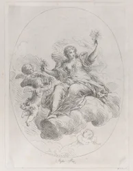 Allegorikus alak a felhőn puttival, Stefano Pozzi nyomán, kb. 1745-1802.
