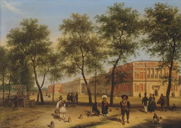 A Paseo del Prado feltételezett képe a Prado Múzeummal, Madrid, 1827
