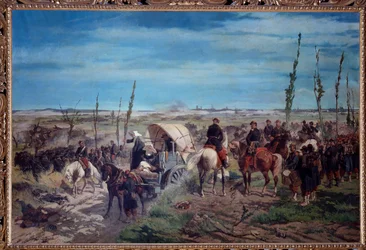 Olasz katonai tábor az 1859-es magentai csatában (olaj, vászon